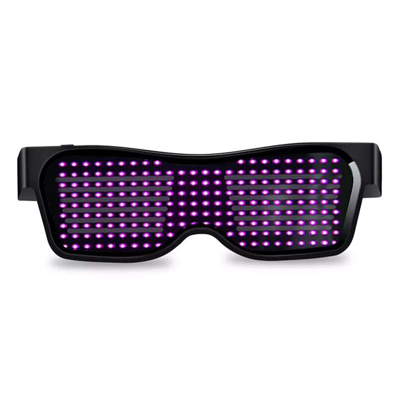 نظارات حفلات LED بلوتوث، لغات مخصصة، شحن USB، نظارات مضيئة وامضة، نظارات شمسية للحفلات 