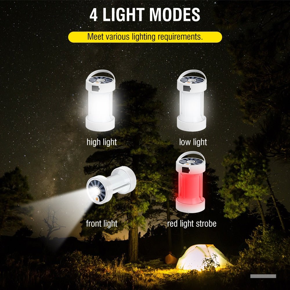 BORUiT Solar Lantern Camping Light multi-function Outdoor Lighting Rechargeable Lamp Tent Equipment Supplies Bulb Portable Light - Ashoof