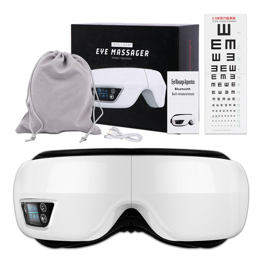 Eye Massager 6D Smart Airbag Vibration Eye Care Instrument Hot Compress Bluetooth Eye Massage Glasses Fatigue Pouch & Wrinkle