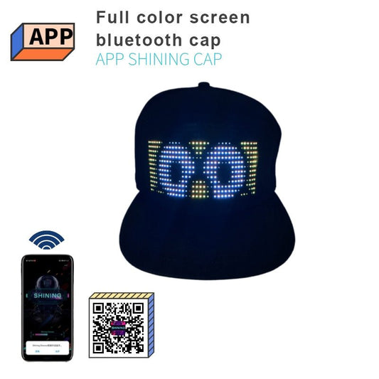 Fashion Luminous Scrolling Message Display Board LED Hip Hop Cap For Dance Party Mobile Phone APP Control Glowing Cap Gift