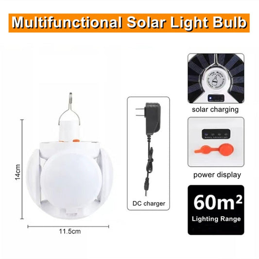 Solar Camping Light LED Rechargeable Lantern with Hanging Hook Folding Light Bulb Portable Tent Lamp for Home,Tent,Outdoor