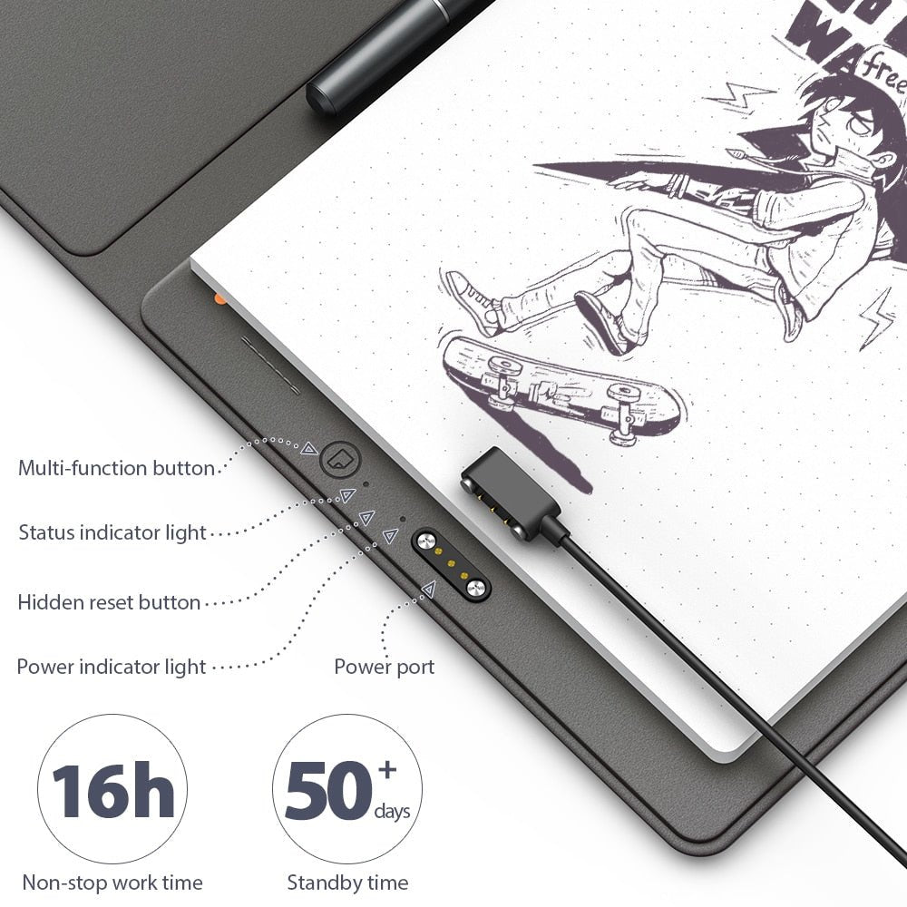 XPPen Note Plus Bluetooth 5.0 Compatible Battery-free Pen Digital Writing Pad A5 Size Work for ios and Android Device